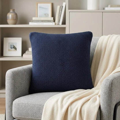 18" X 5" X 18" Transitional Blue Pillow Cover With Poly Insert