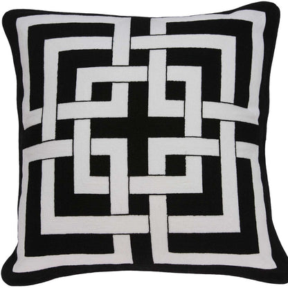 20" X 7" X 20" Transitional Black And White Pillow Cover With Poly Insert