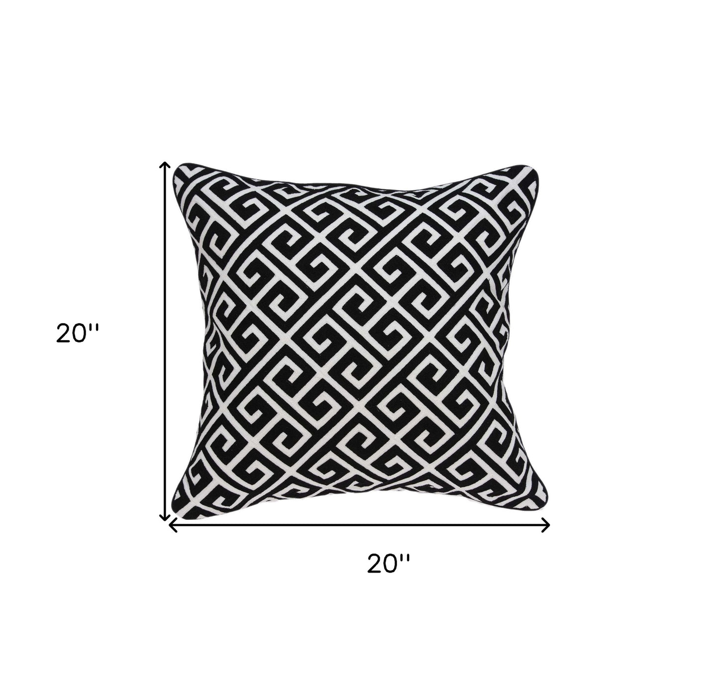 20" X 7" X 20" Cool Transitional Black And White Pillow Cover With Poly Insert