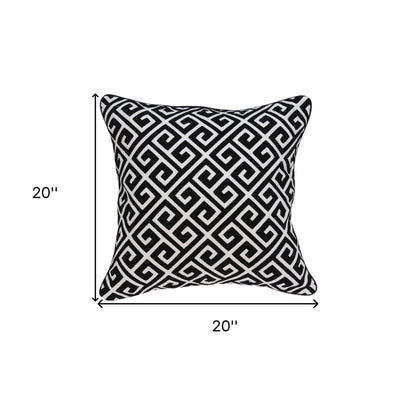 20" X 7" X 20" Cool Transitional Black And White Pillow Cover With Poly Insert