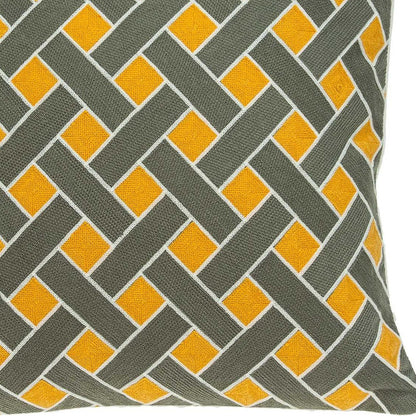 20" Gray and Orange Braided Cotton Throw Pillow