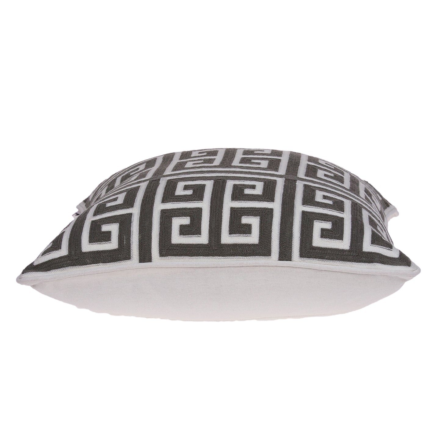 20" Gray and White Greek Key Cotton Throw Pillow