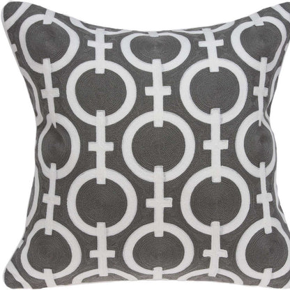 20" X 7" X 20" Transitional Gray And White Accent Pillow Cover With Poly Insert