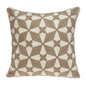 20" Beige and White Geometric Cotton Throw Pillow