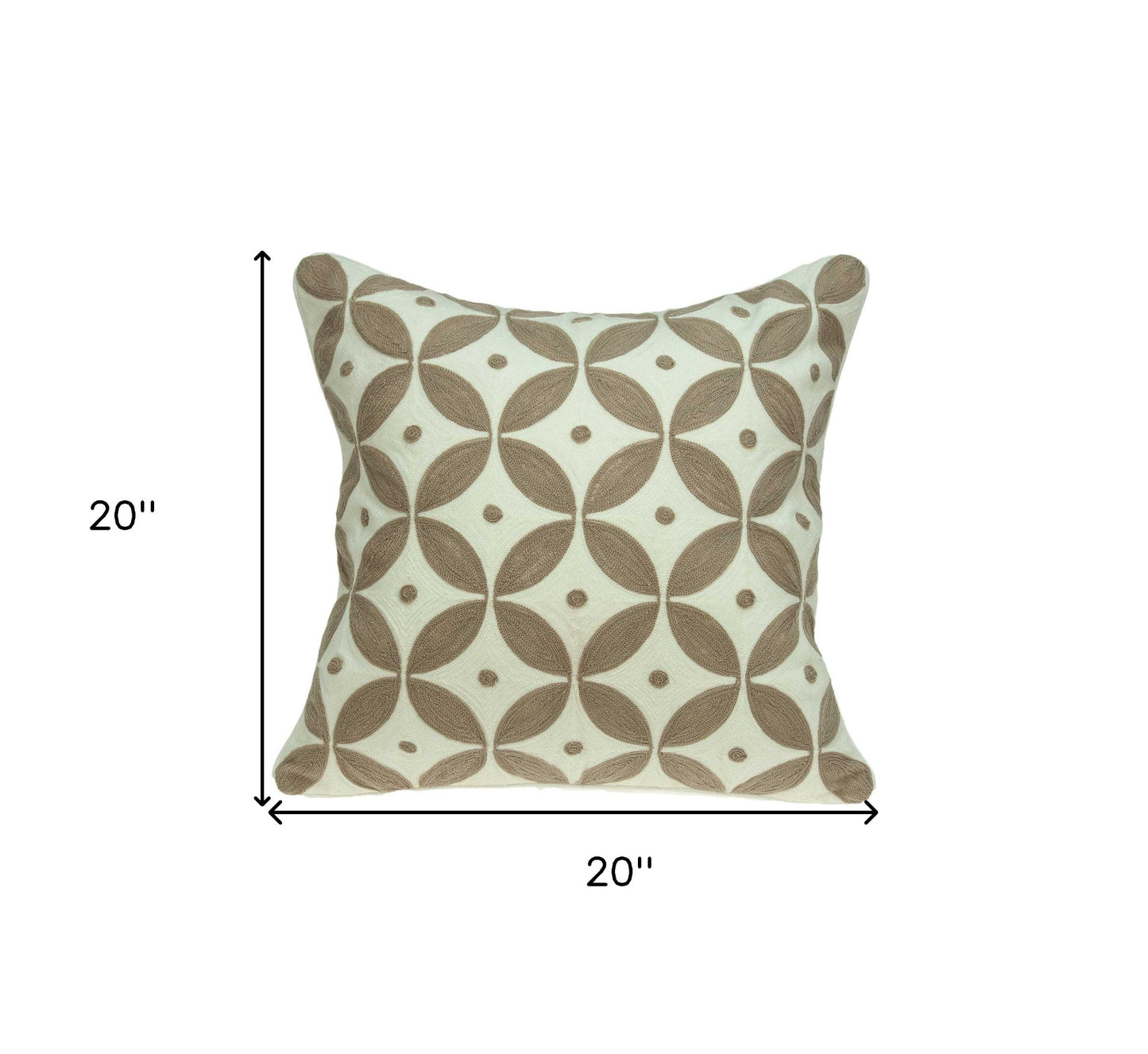 20" X 7" X 20" Transitional Beige And White Accent Pillow Cover With Poly Insert