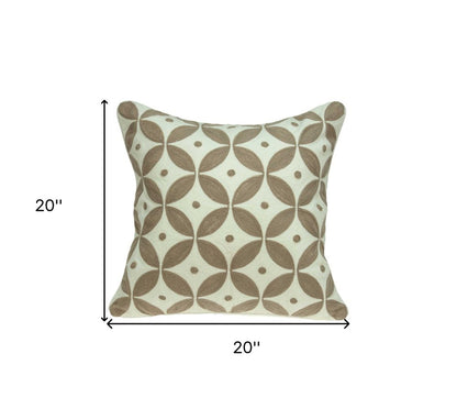 20" X 7" X 20" Transitional Beige And White Accent Pillow Cover With Poly Insert