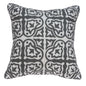 20" Gray And White Stencil Cotton Throw Pillow
