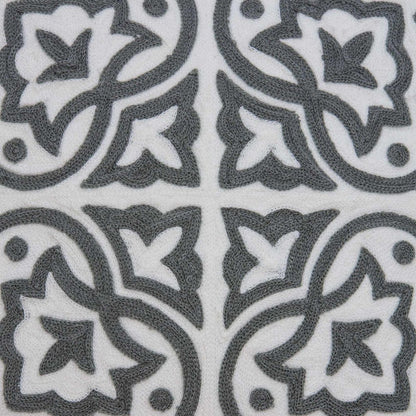 20" Gray And White Stencil Cotton Throw Pillow