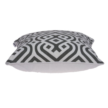 20" Gray And White Stencil Cotton Throw Pillow
