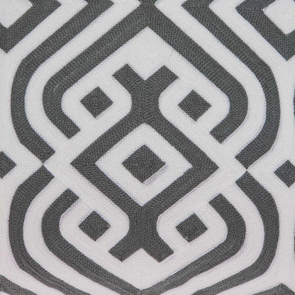 20" Gray And White Stencil Cotton Throw Pillow