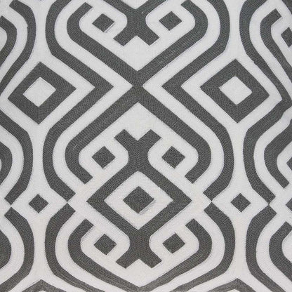 20" Gray And White Stencil Cotton Throw Pillow