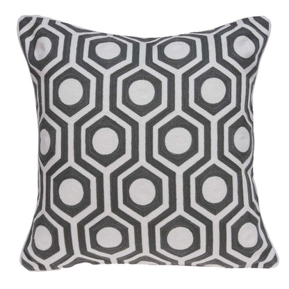 20" Gray And White Geometric Cotton Throw Pillow