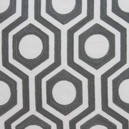 20" Gray And White Geometric Cotton Throw Pillow