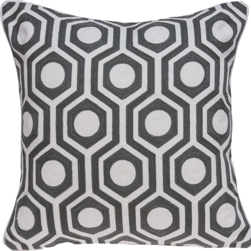 20" X 7" X 20" Cool Gray And White Pillow Cover With Poly Insert