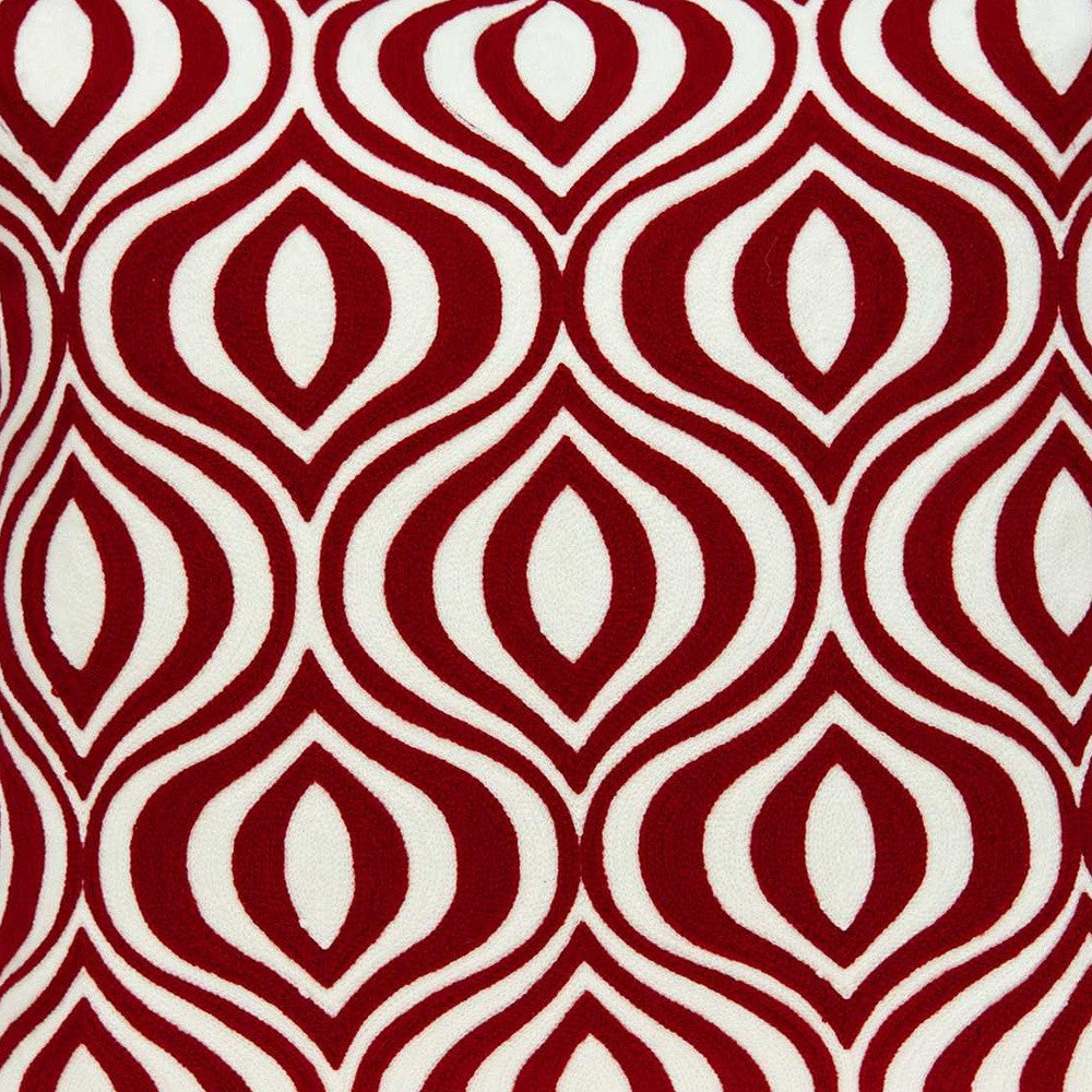 20" X 7" X 20" Transitional Red And White Pillow Cover With Poly Insert