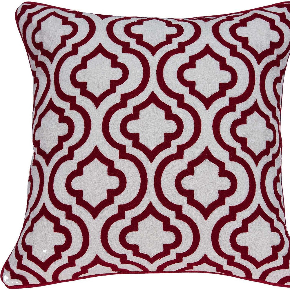 20" X 7" X 20" Transitional Red And White Accent Pillow Cover With Poly Insert