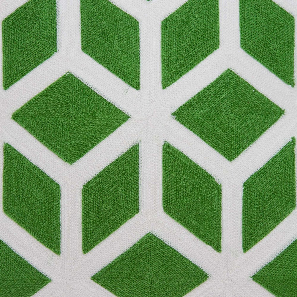 20" Green and White Throw Pillow
