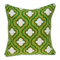 20" Green And White Quatrefoil Cotton Throw Pillow