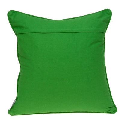 20" Green And White Quatrefoil Cotton Throw Pillow