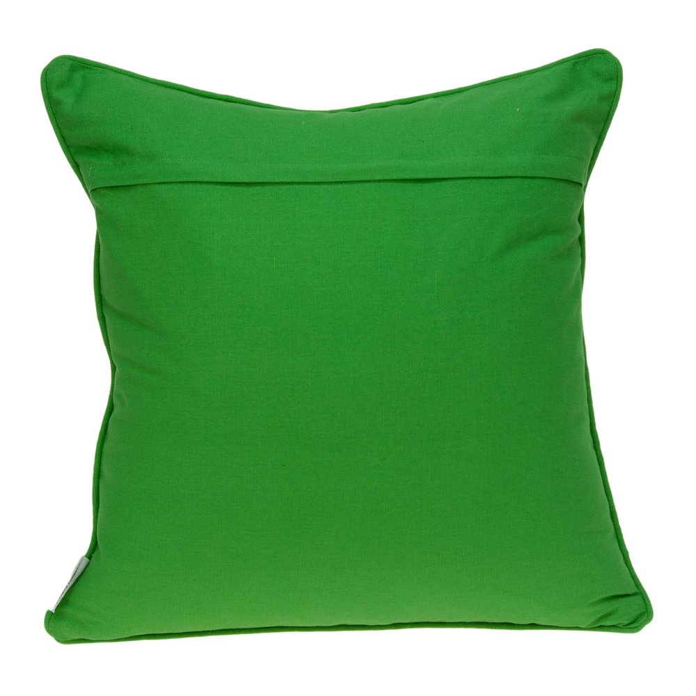 20" Green And White Quatrefoil Cotton Throw Pillow