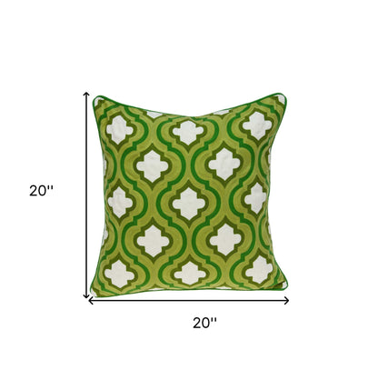 20" X 7" X 20" Cool Traditional Green And White Pillow Cover With Poly Insert