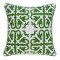 20" Green And White Stencil Cotton Throw Pillow