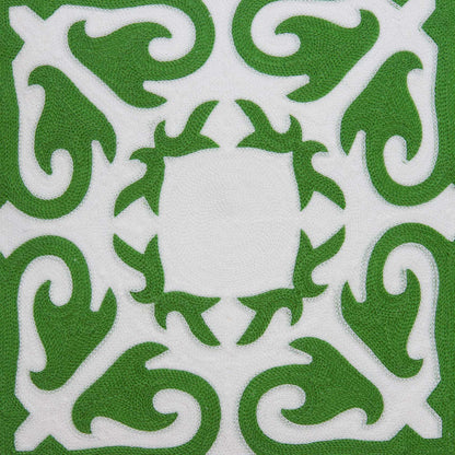 20" X 7" X 20" Traditional Green And White Accent Pillow Cover With Poly Insert