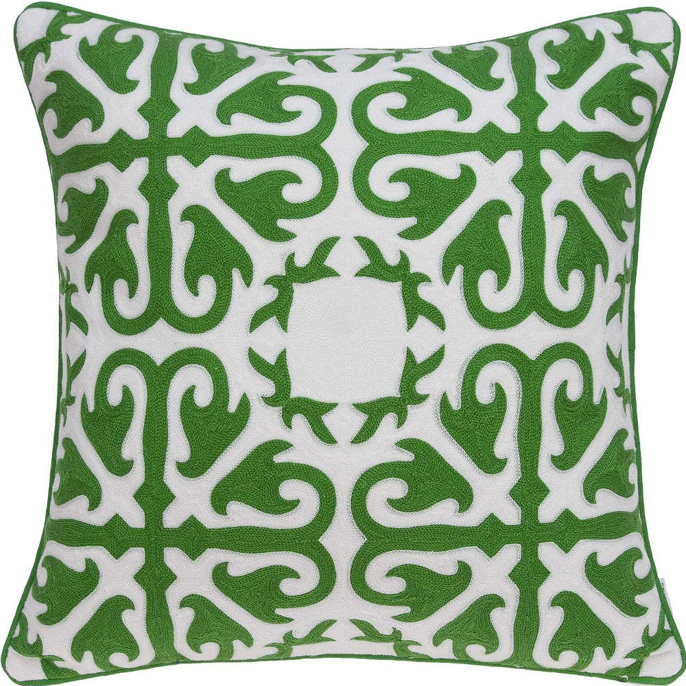 20" X 7" X 20" Traditional Green And White Accent Pillow Cover With Poly Insert