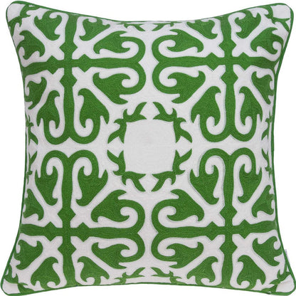 20" X 7" X 20" Traditional Green And White Accent Pillow Cover With Poly Insert