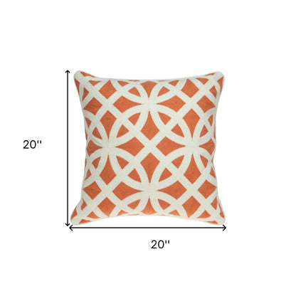 20" X 7" X 20" Transitional Orange Pillow Cover With Poly Insert