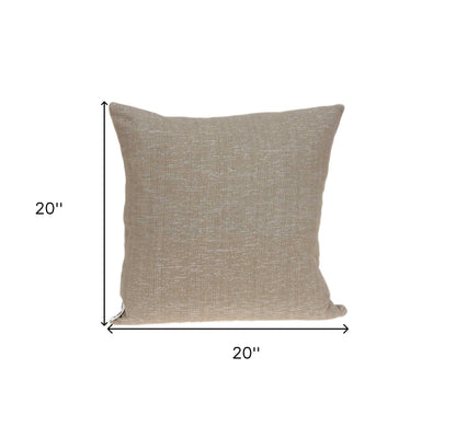 20" X 7" X 20" Charming Transitional Tan Cotton Accent Pillow Cover With Poly Insert