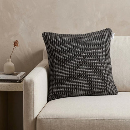 20" X 7" X 20" Transitional Charcoal Pillow Cover With Poly Insert