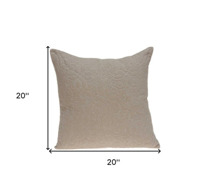 20" Tan Swirl Cotton Throw Pillow