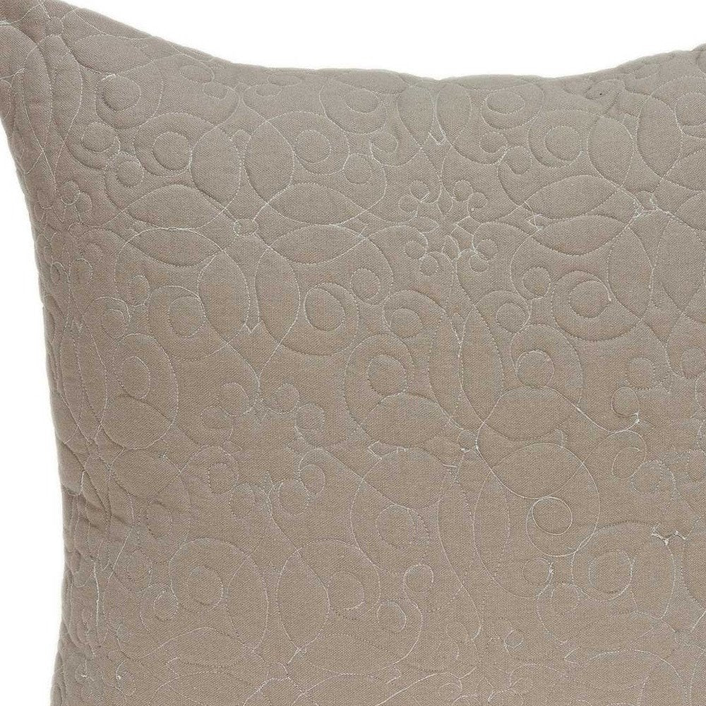 20" Tan Swirl Cotton Throw Pillow
