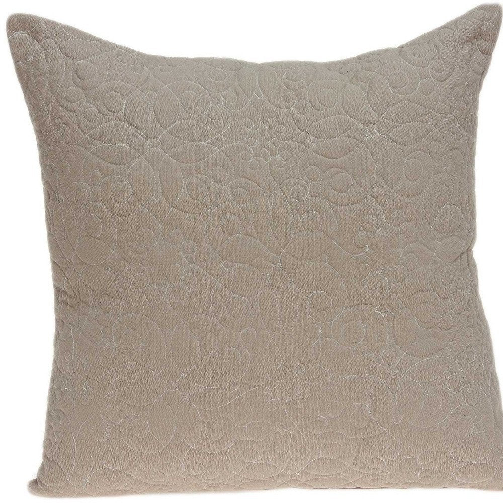 20" Tan Swirl Cotton Throw Pillow