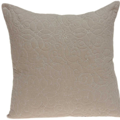 20" Tan Swirl Cotton Throw Pillow