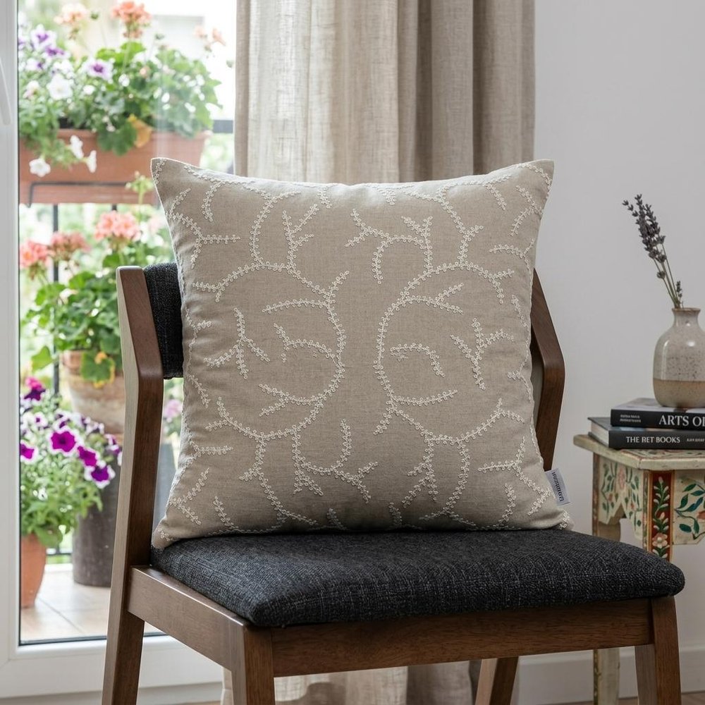 20" X 7" X 20" Elegant Transitional Beige Pillow Cover With Poly Insert