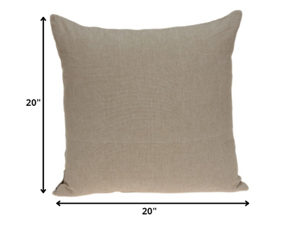 20" Tan Cotton Throw Pillow