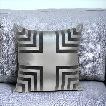 20" Gray Faux Leather Throw Pillow