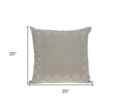 20" X 7" X 20" Decorative Transitional Beige Pillow Cover With Poly Insert