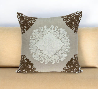 20" X 7" X 20" Traditional Beige Pillow Cover With Poly Insert