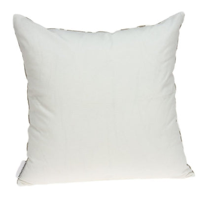 20" Ivory Damask Cotton Throw Pillow