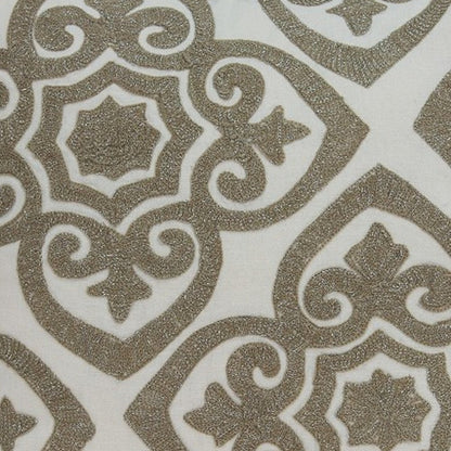20" Ivory Damask Cotton Throw Pillow