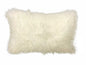 20" Creamy Genuine Tibetan Lamb Fur Pillow With Microsuede Backing