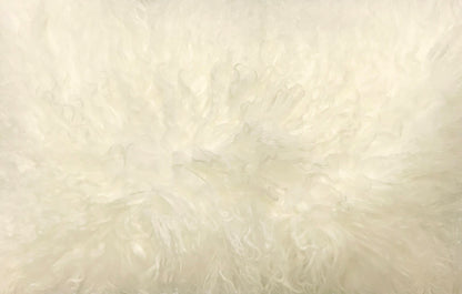 20" Creamy Genuine Tibetan Lamb Fur Pillow With Microsuede Backing