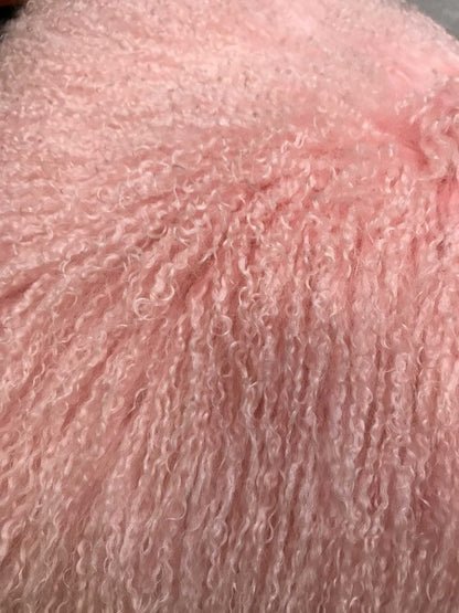 15" X 25" Pink Lambswool Down Lumbar Throw Pillow