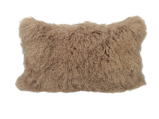 17" X 27" Beige Microsuede Down Lumbar Throw Pillow