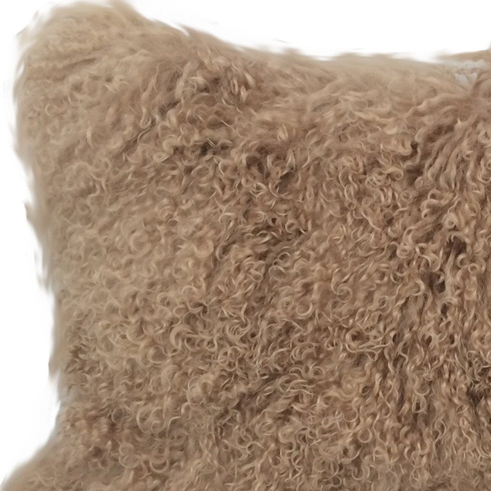 17" X 27" Beige Microsuede Down Lumbar Throw Pillow