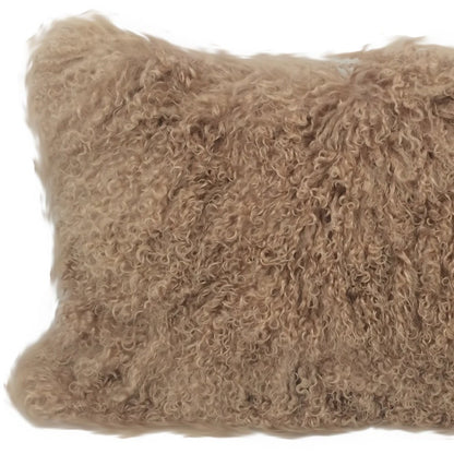 17" X 27" Beige Microsuede Down Lumbar Throw Pillow