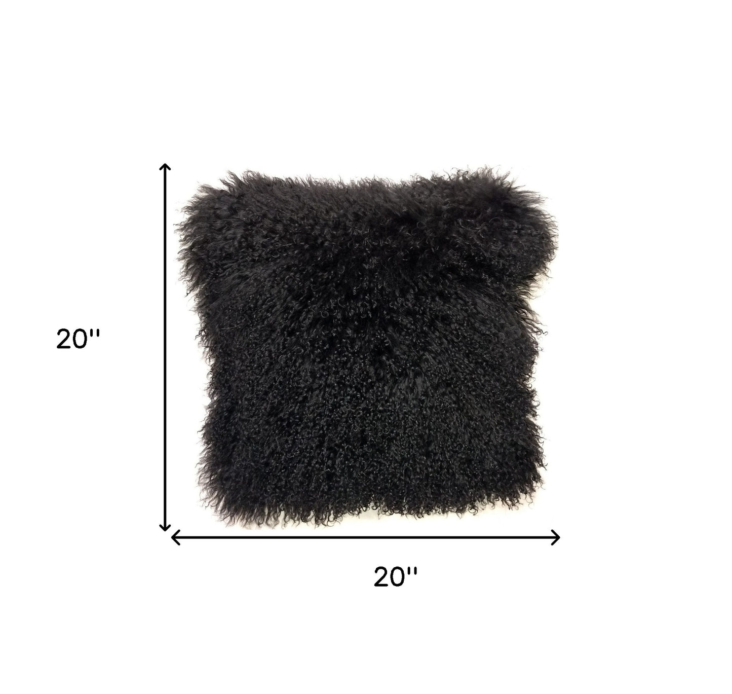 20" Black Genuine Tibetan Lamb Fur Pillow With Microsuede Backing